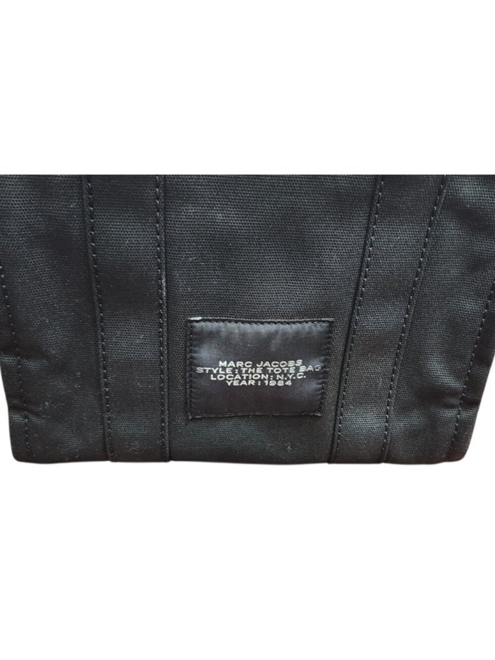 Marc Jacobs The Terry Mini Tote Bag Black Canvas Logo Handbag  100% Authentic - Picture 5 of 16